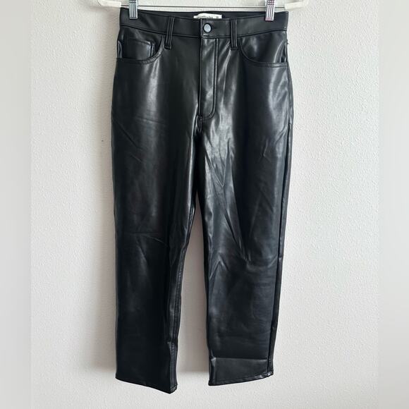 NEW Abercrombie & Fitch The Ankle Straight Vegan Leather Pants Size 28/6 Short - Picture 6 of 11